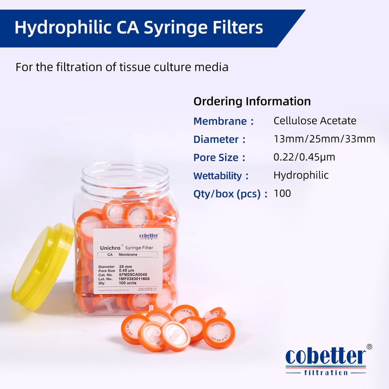 CA syringe filter specifications