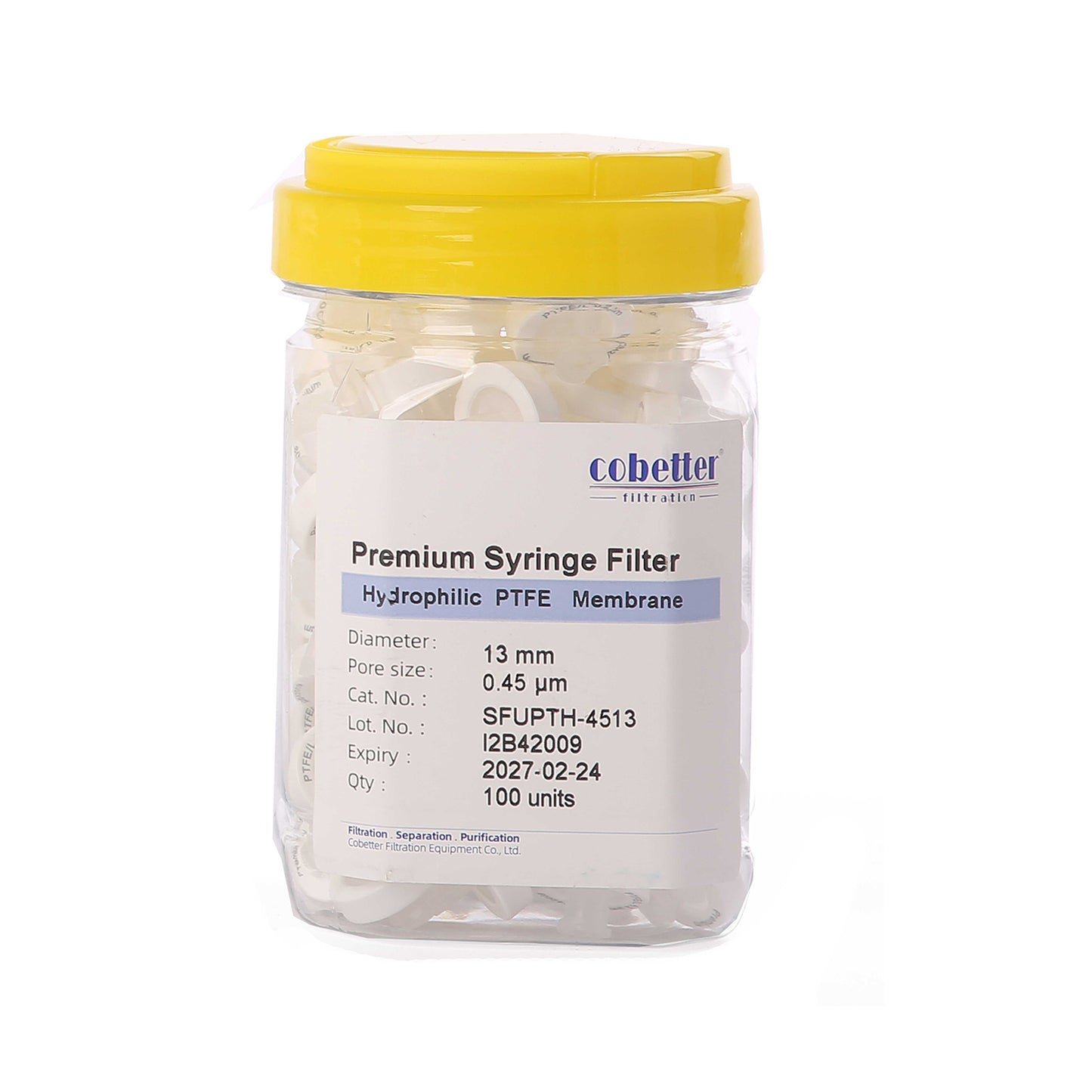 Hydrophilic PTFE Syringe Filters Non-sterile HPLC-certified 100pcs/pk