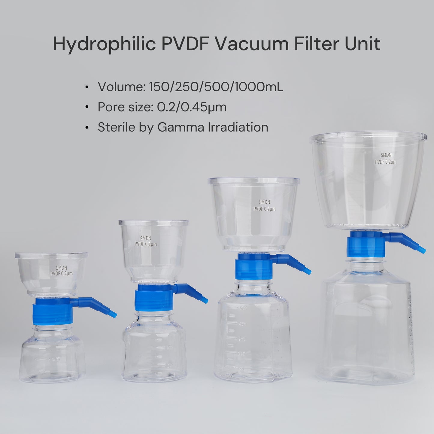 Disposable Vacuum Filter Unit 0.2μm Hydrophilic PVDF Membrane, Sterile