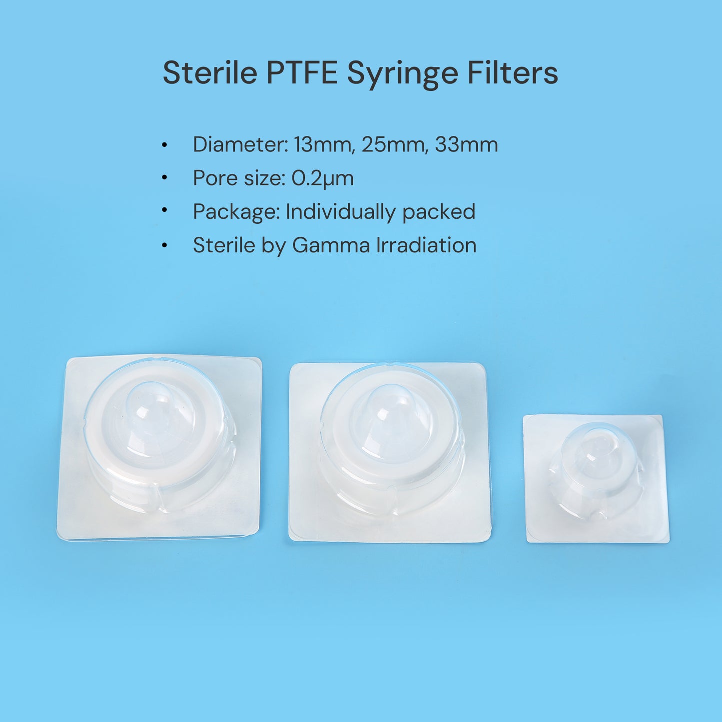 0.2μm Hydrophobic PTFE Syringe Filters for Air Venting, Sterile or Autoclavable, 100/pk