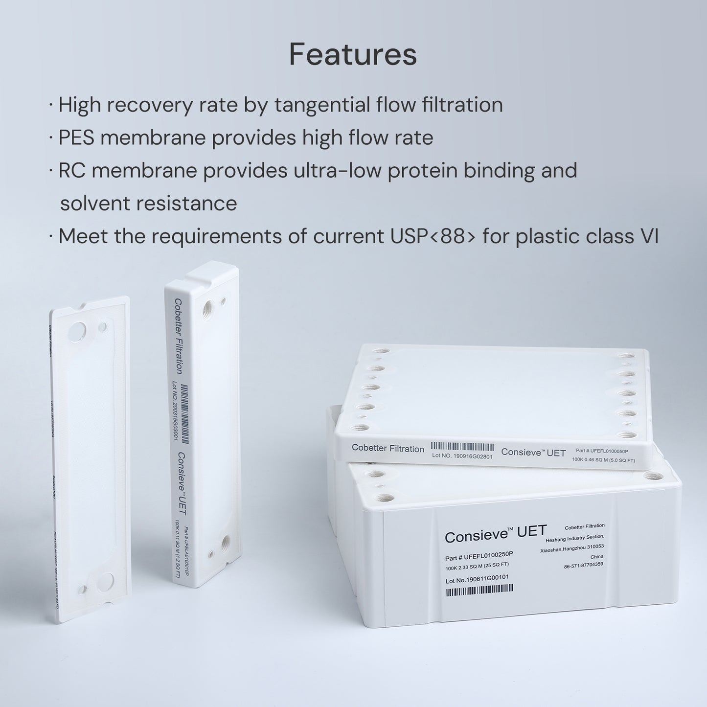 Tangential Flow Filtration Cassette PES Ultrafiltration Membrane Lab, 1/pk
