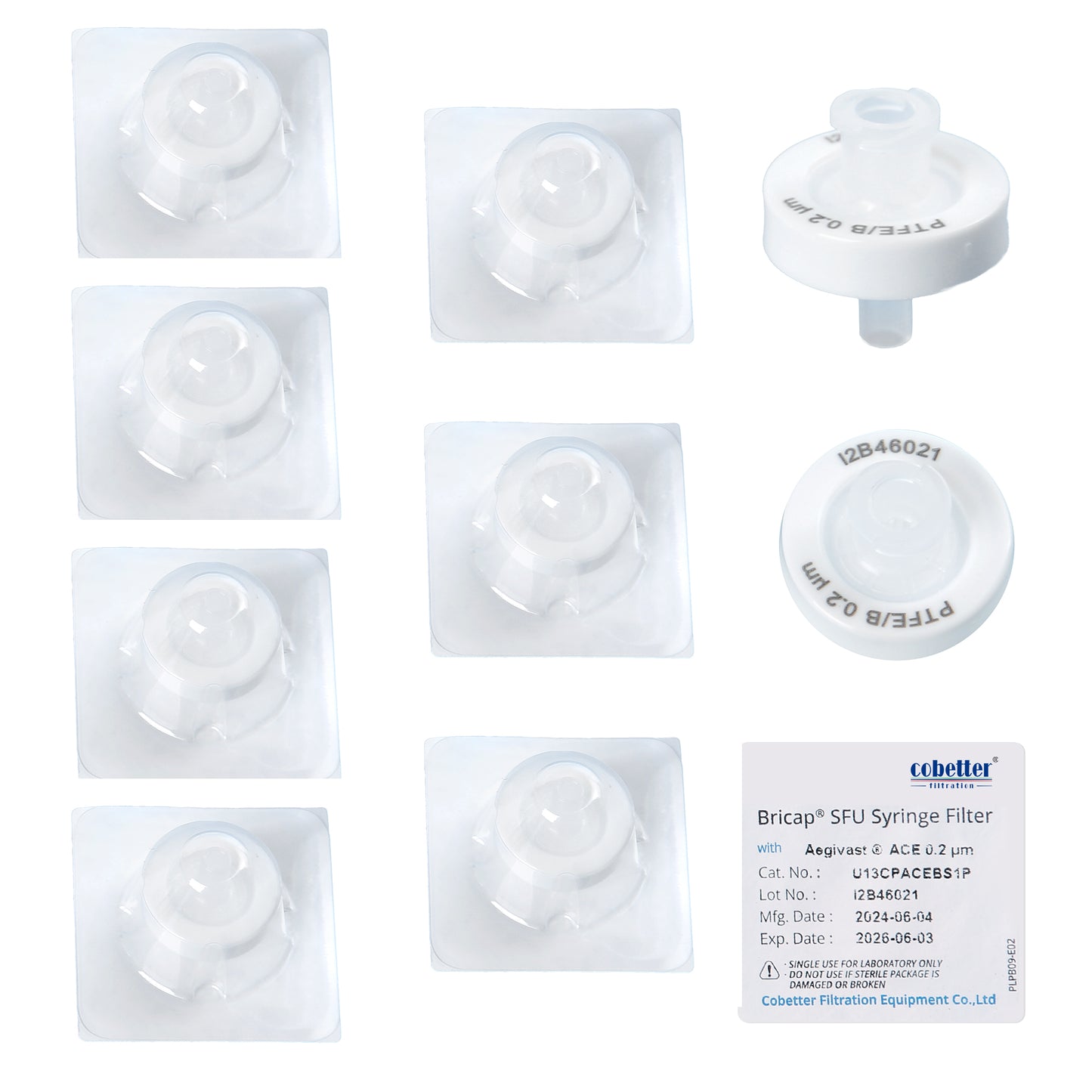 0.2μm Hydrophobic PTFE Syringe Filters for Air Venting, Sterile or Autoclavable, 100/pk