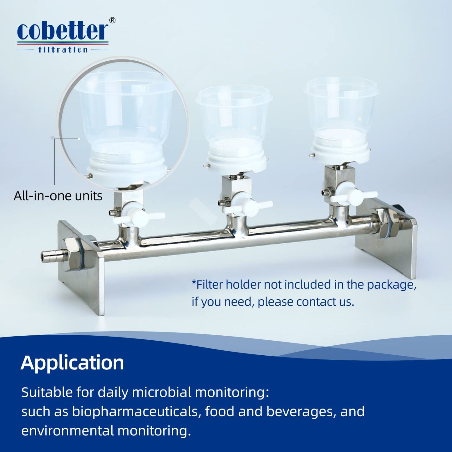 microbiological filter holder with 3 filter units