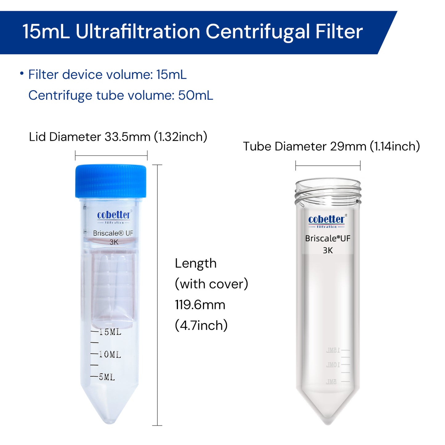 15ml 3kDa centrifuge filter diameter