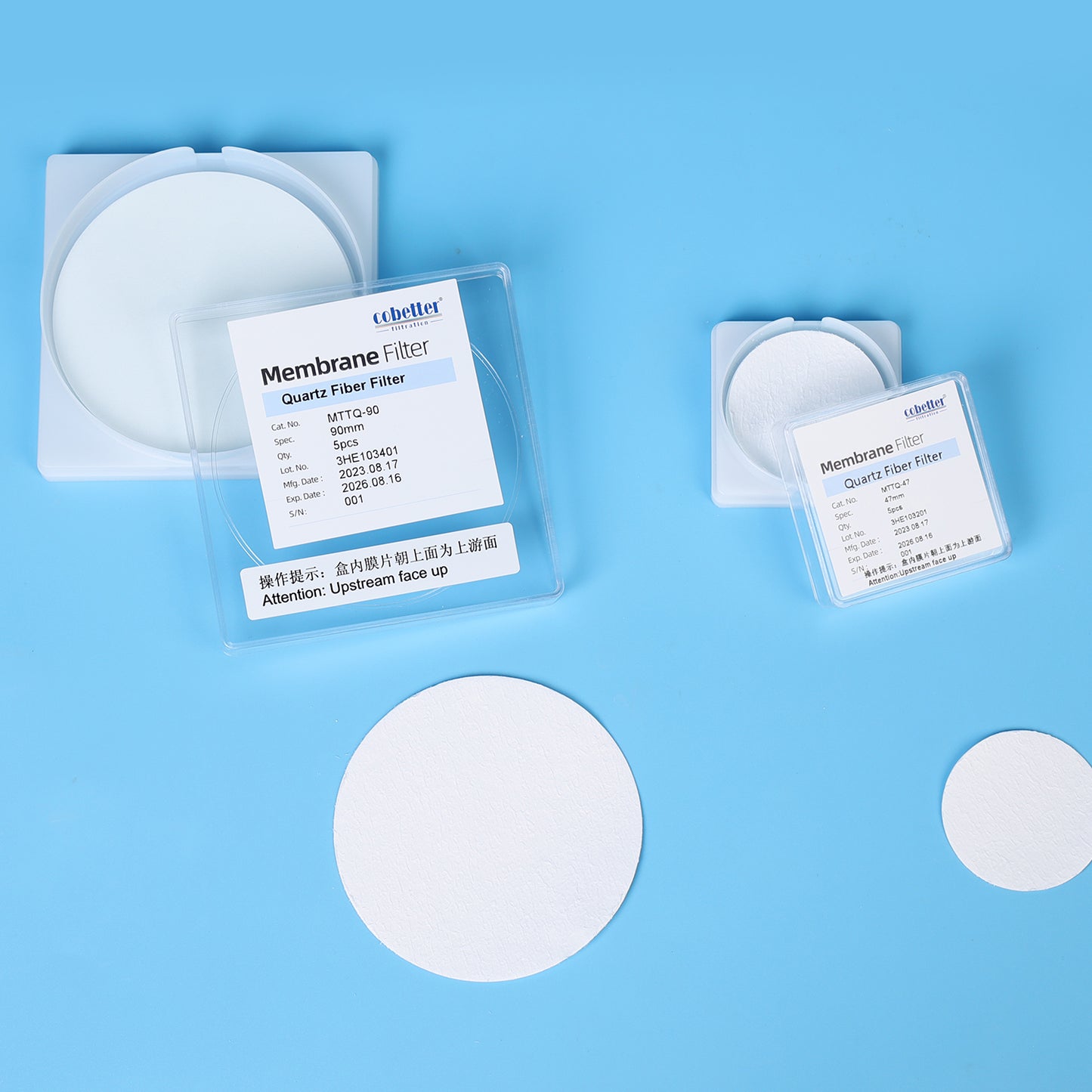 2 size of quartz fiber disc membrane filters