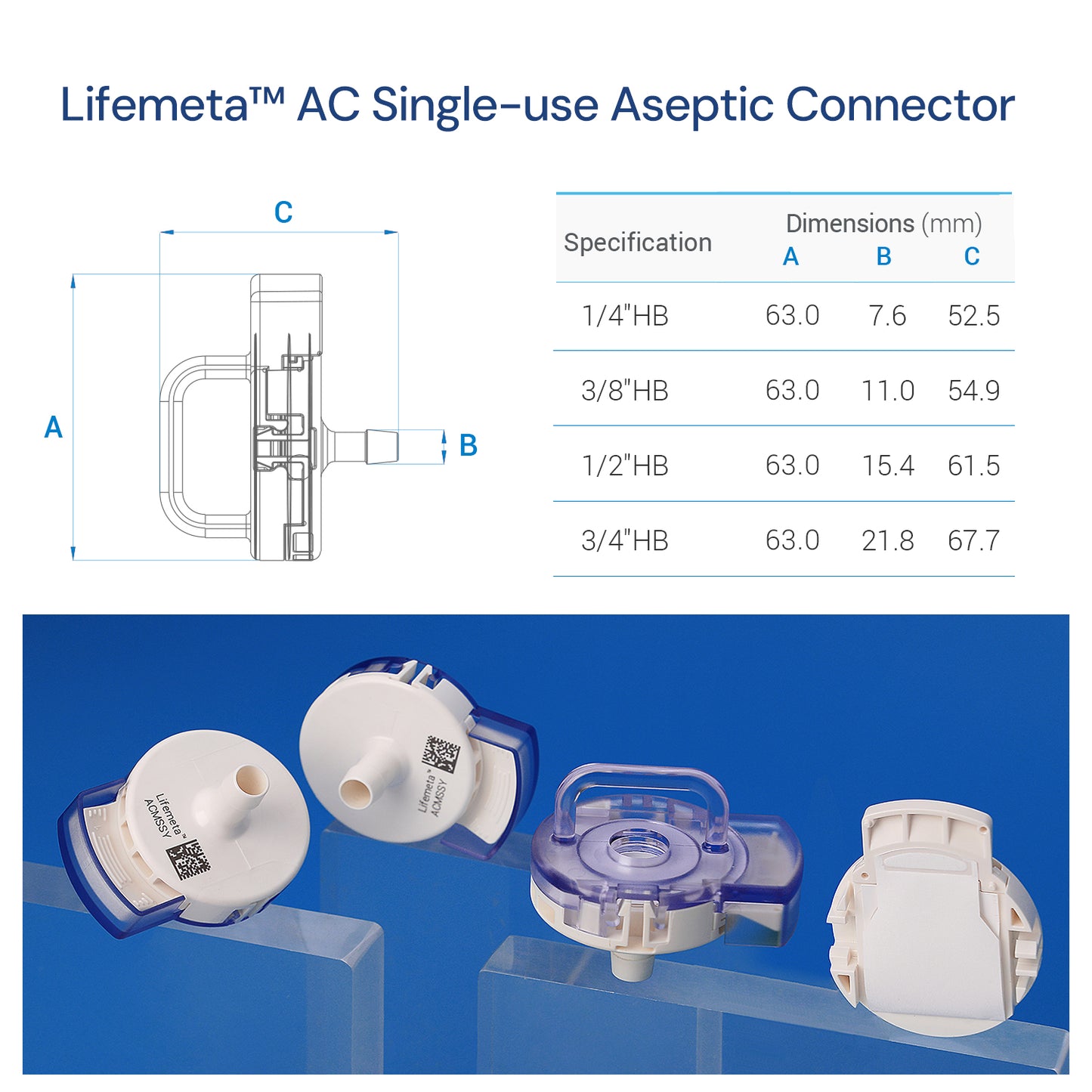Lifemeta™ AC Single-Use Aseptic Connectors 10/pk