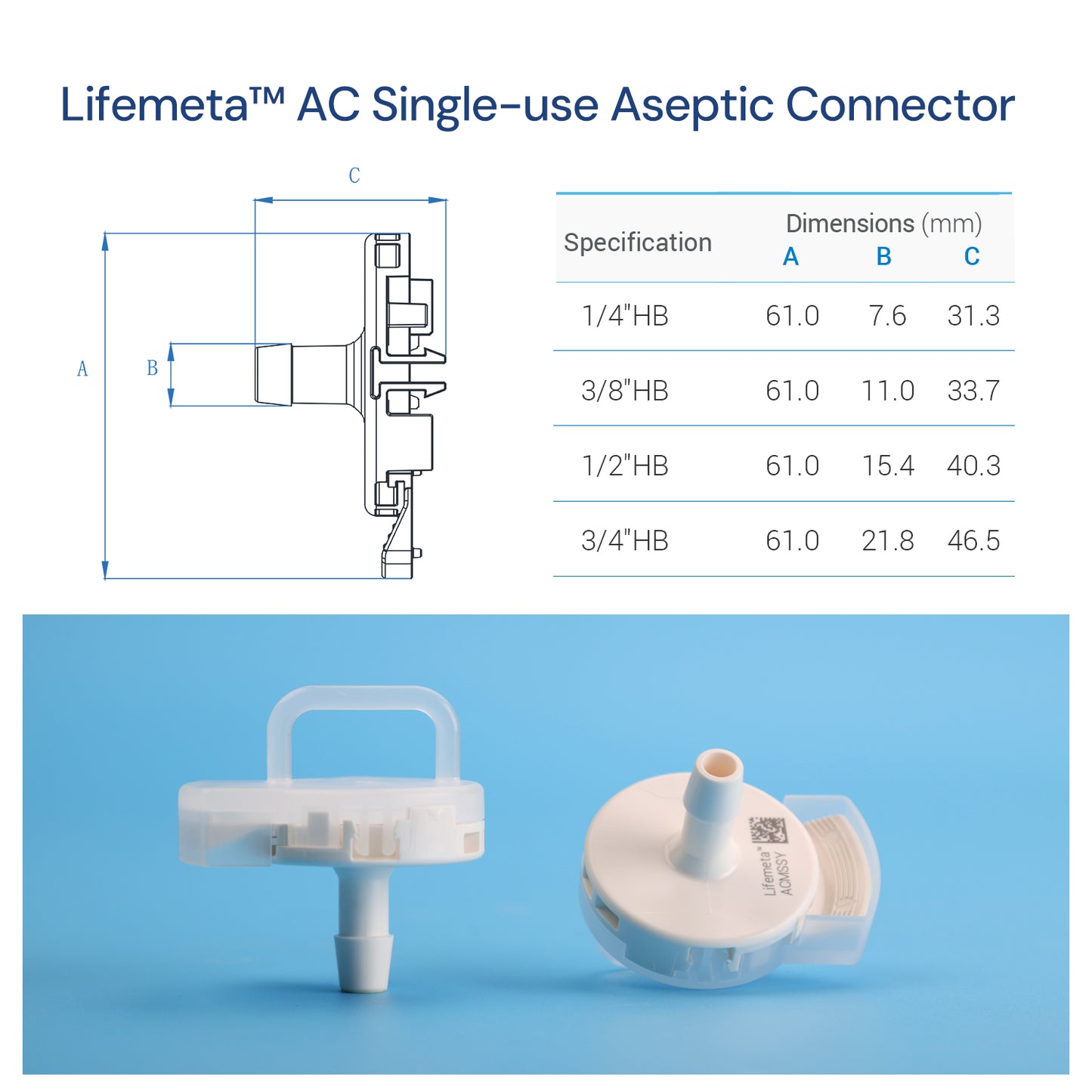 Lifemeta™ AC Single-Use Aseptic Connectors 2/pk or 10/pk