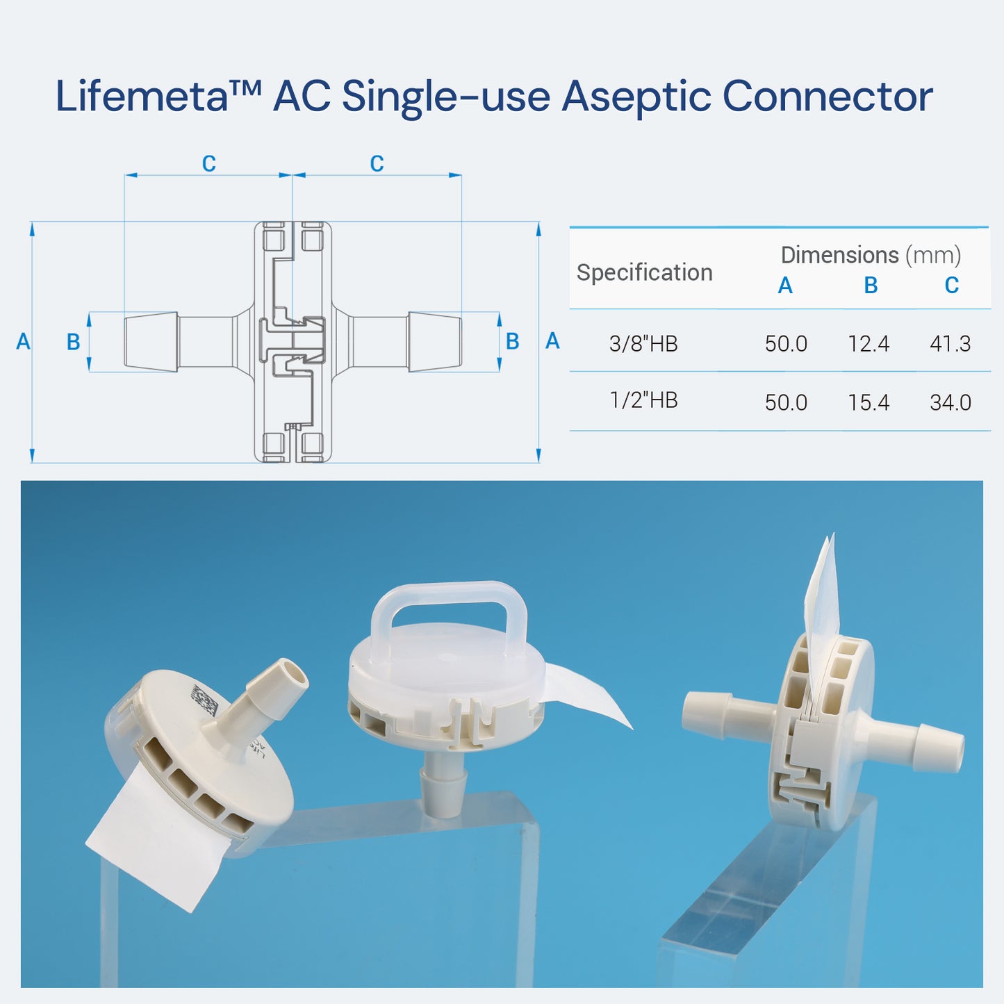 Lifemeta™ AC Single-use Aseptic Connector 1/pk