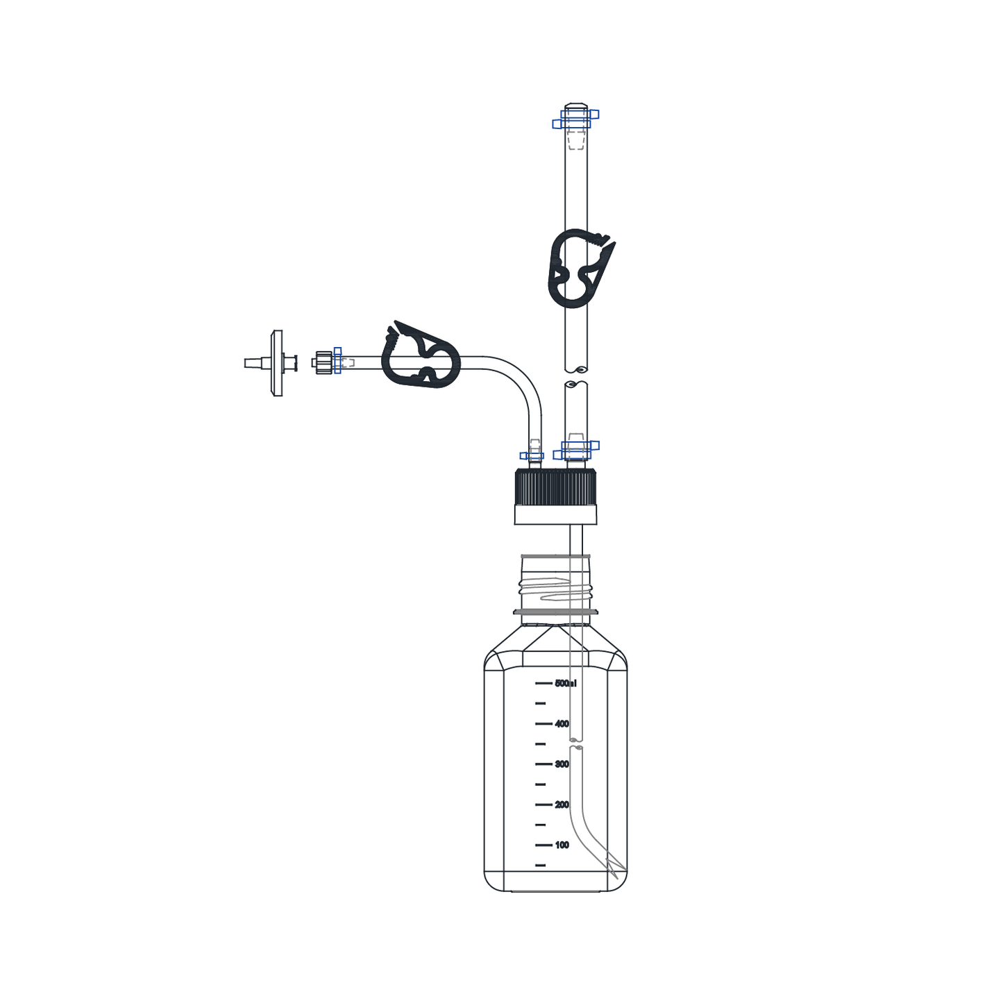 Lifecube™ SSB PETG Single-Use Bottle Assemblies with Thermoplastic Elastomer Tubing and Vent Filters, Sterile