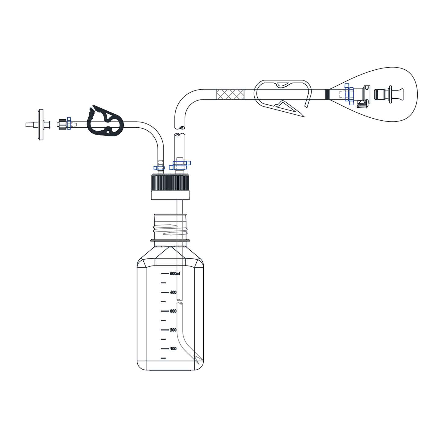 Lifecube™ SSB PETG Single-Use Bottle Assemblies with Platinum Cured Silicone Tubing and Vent Filters, Sterile