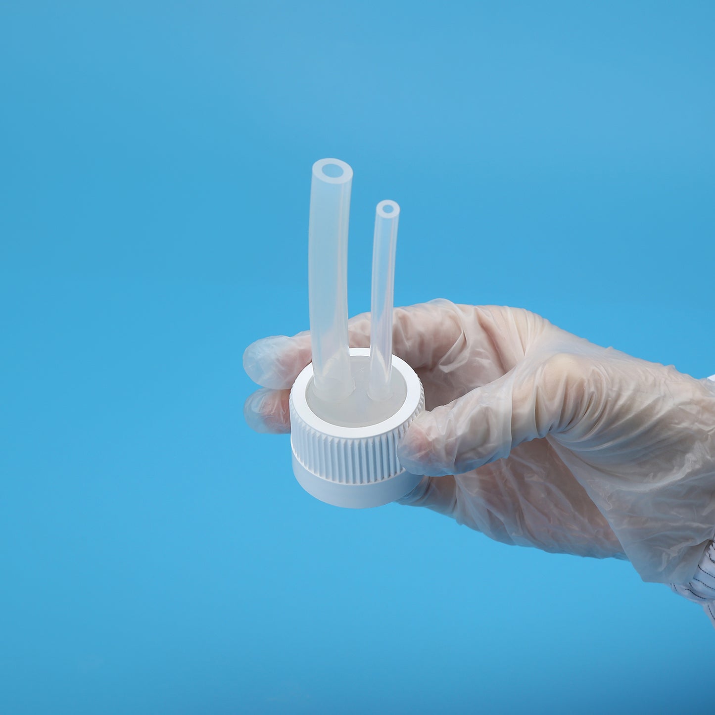 Molded Silicone Seal Cap, 38-430mm, Polypropylene Cap with Pt-cured Silicone Tubing, 2 ports, for Bottles and Carboys
