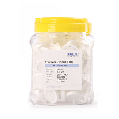 Cobetter PP syringe filters, 25mm, 0.45μm