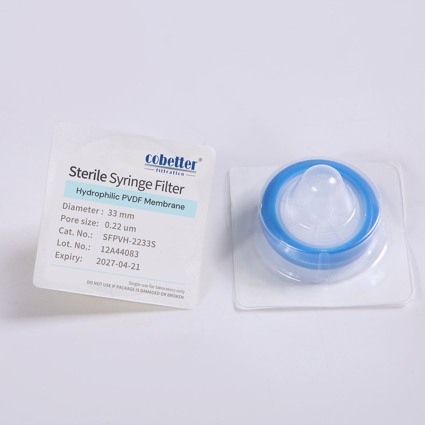 0.1μm Hydrophilic PVDF Syringe Filters for Mycoplasma Filtration Sterile Individually Packed