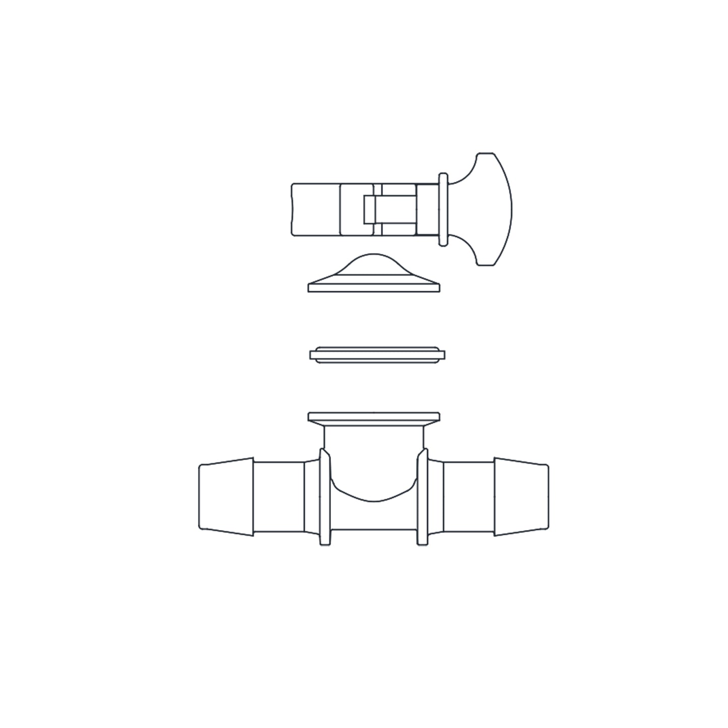 Pharmaceutical PE Instrument Tee Pressure Gauge TC to Hose Barbs 1/pk