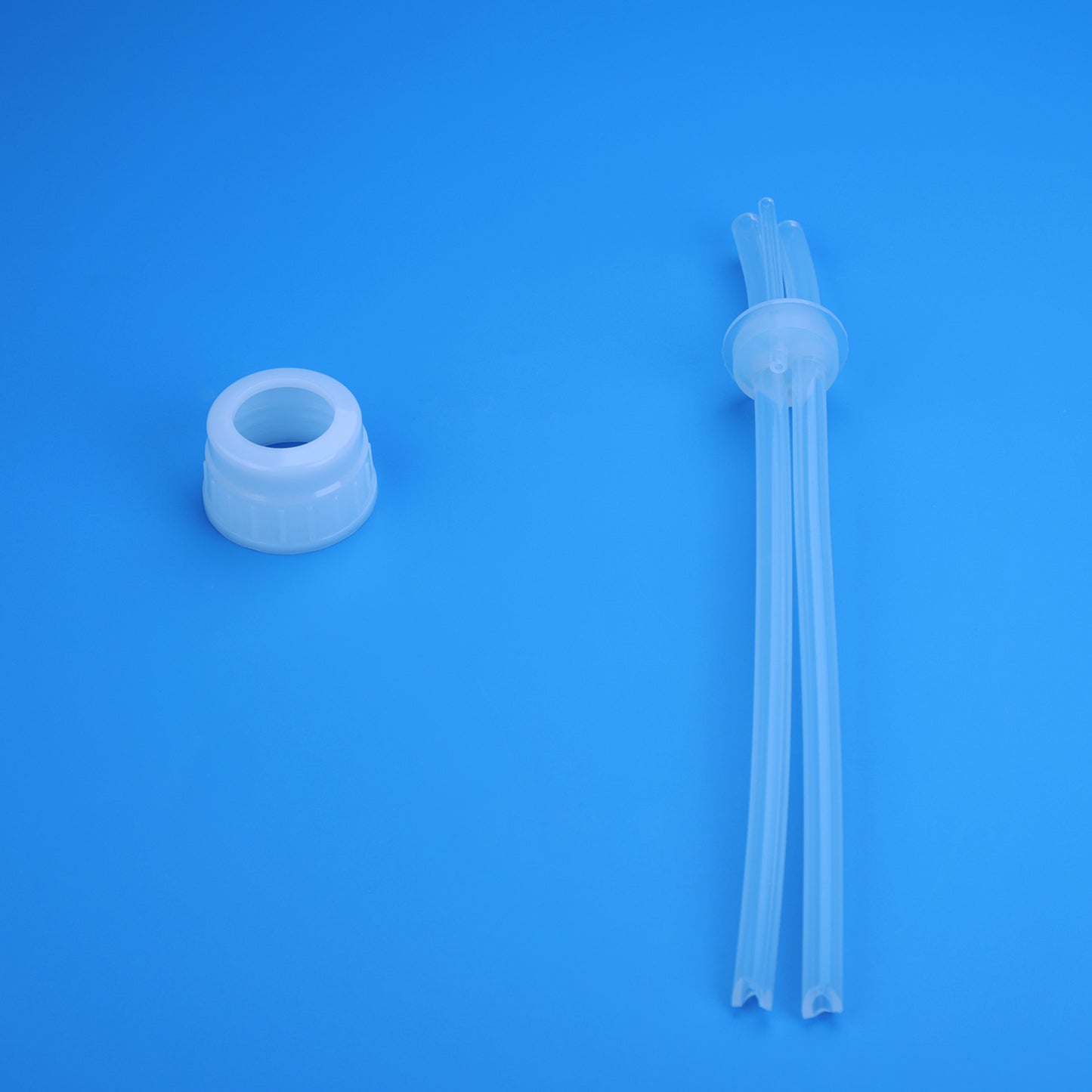Molded Silicone Seal Cap, 53B, Polypropylene Cap with Pt-cured Silicone Tubing, 3 ports, for Bottles and Carboys