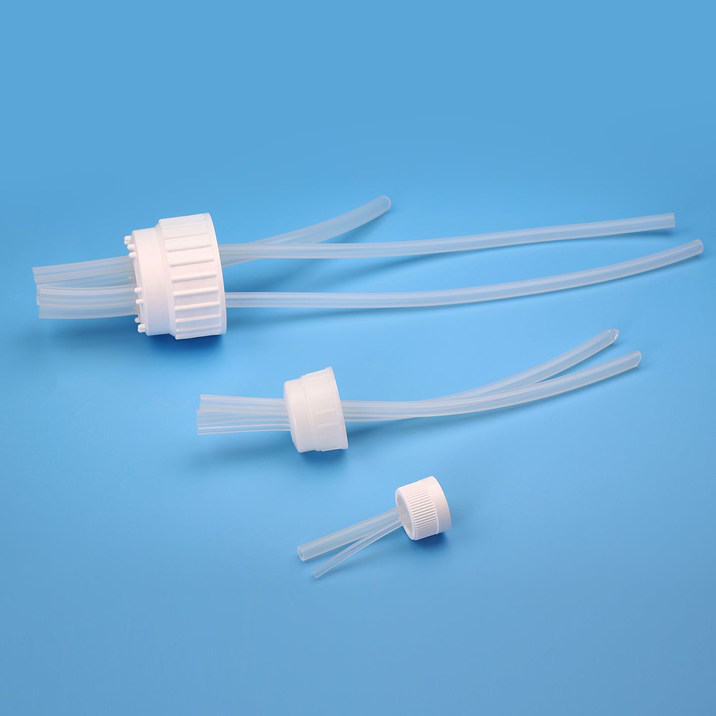 Molded Silicone Seal Cap, 38-430mm, Polypropylene Cap with Pt-cured Silicone Tubing, 2 ports, for Bottles and Carboys