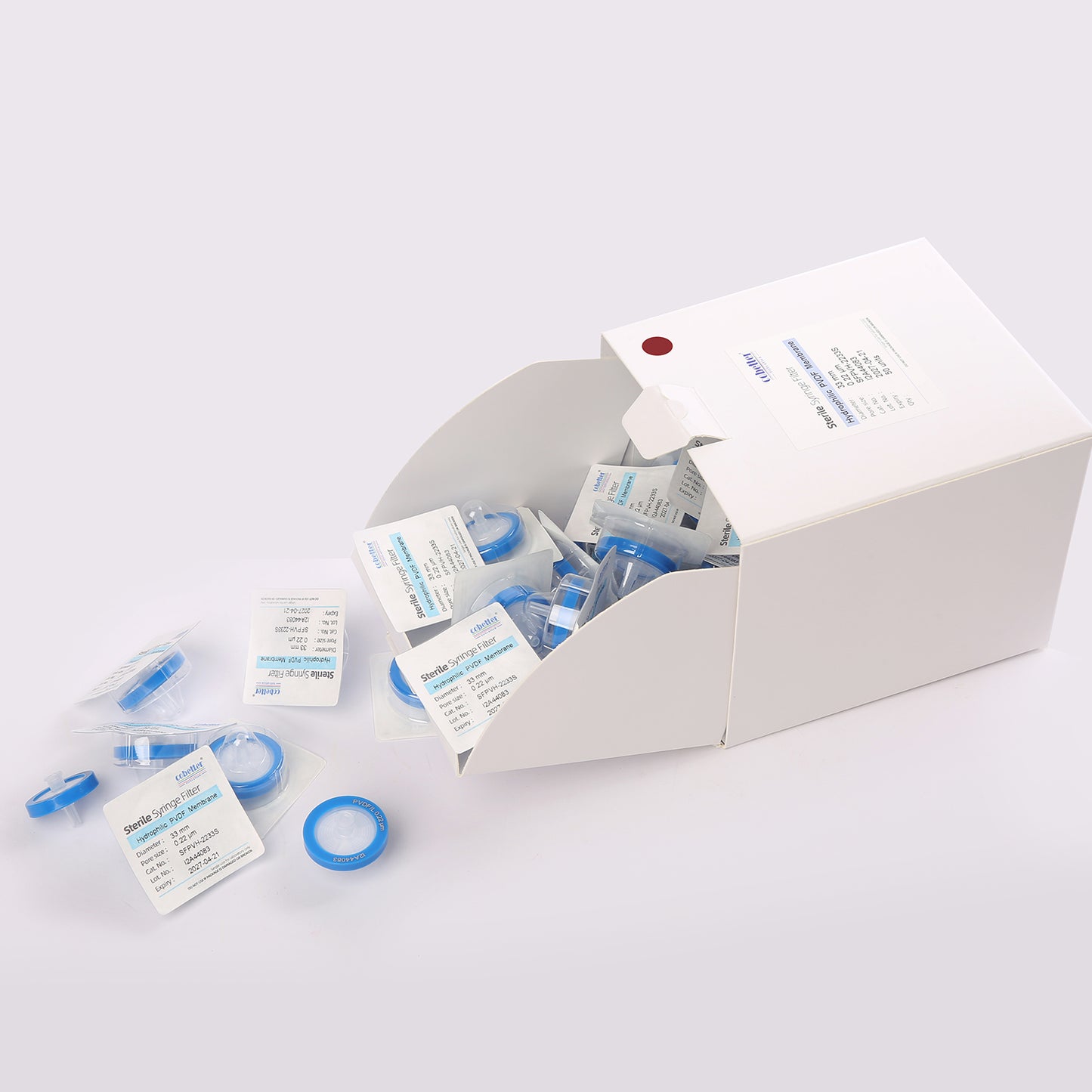 0.45μm Hydrophilic PVDF Syringe Filters for Clarification, Sterile Individually Packed