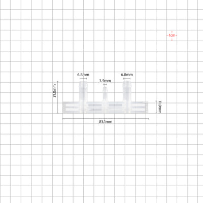 1/4''-1/8''-1/4'' boat port barbed 3 ports dimensions