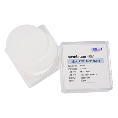 0.45um hydrophilic PTFE disc membrane filter, diameter 47mm