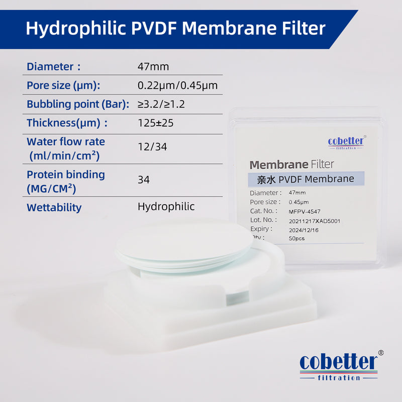 specification of hydrophilic PVDF dics membrane filter