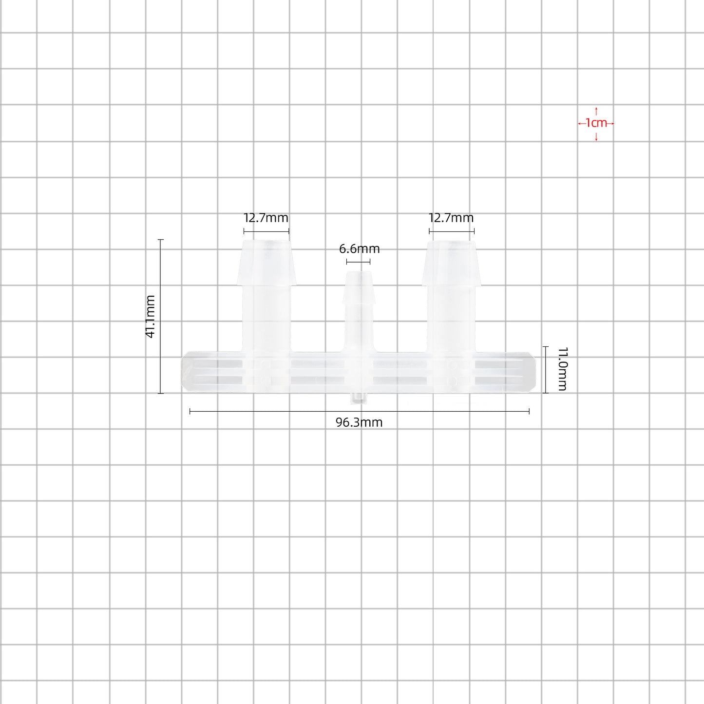 1/2'' boat port barbed with 2 ports dimensions