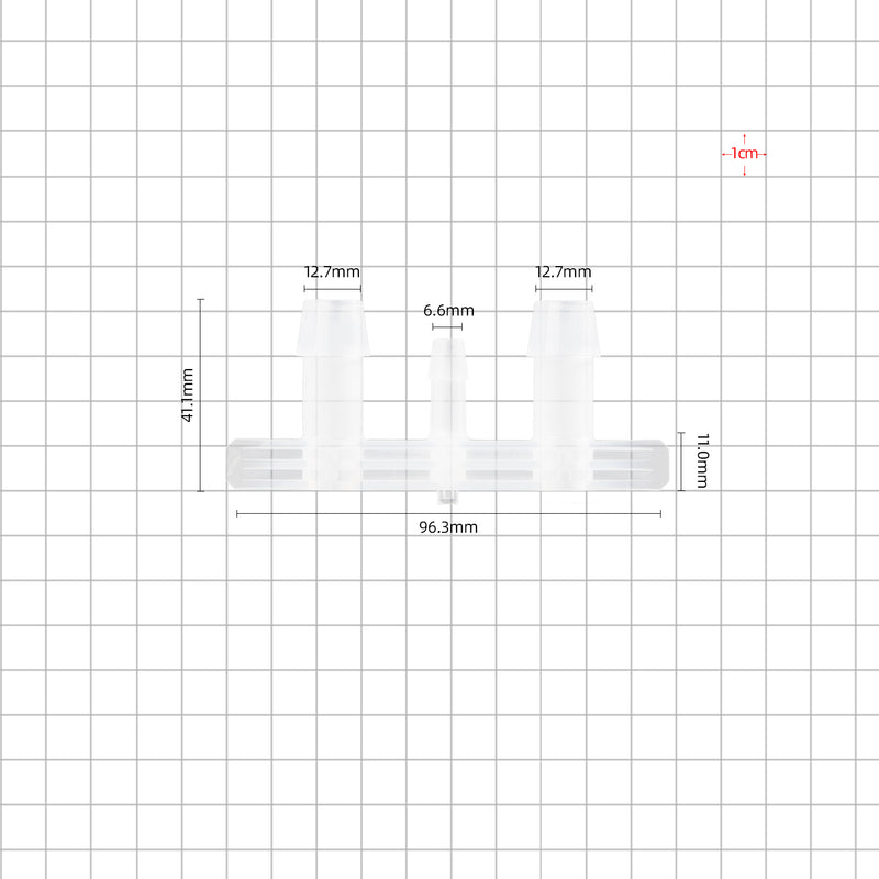 1/2'' boat port barbed with 2 ports dimensions