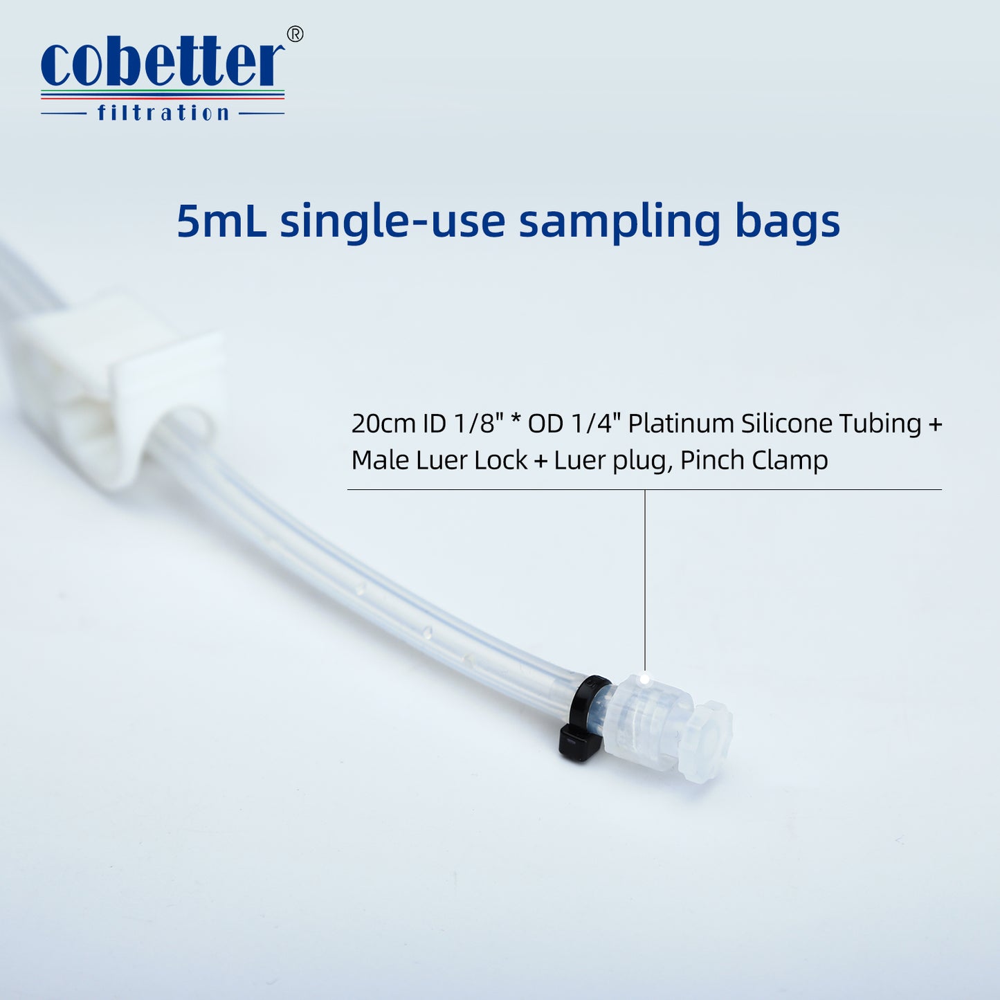 5mL Sampling Bag with 1/8''ID x 1/4''OD Tubing Sterile by Gamma Irradiation, 3/10/pk