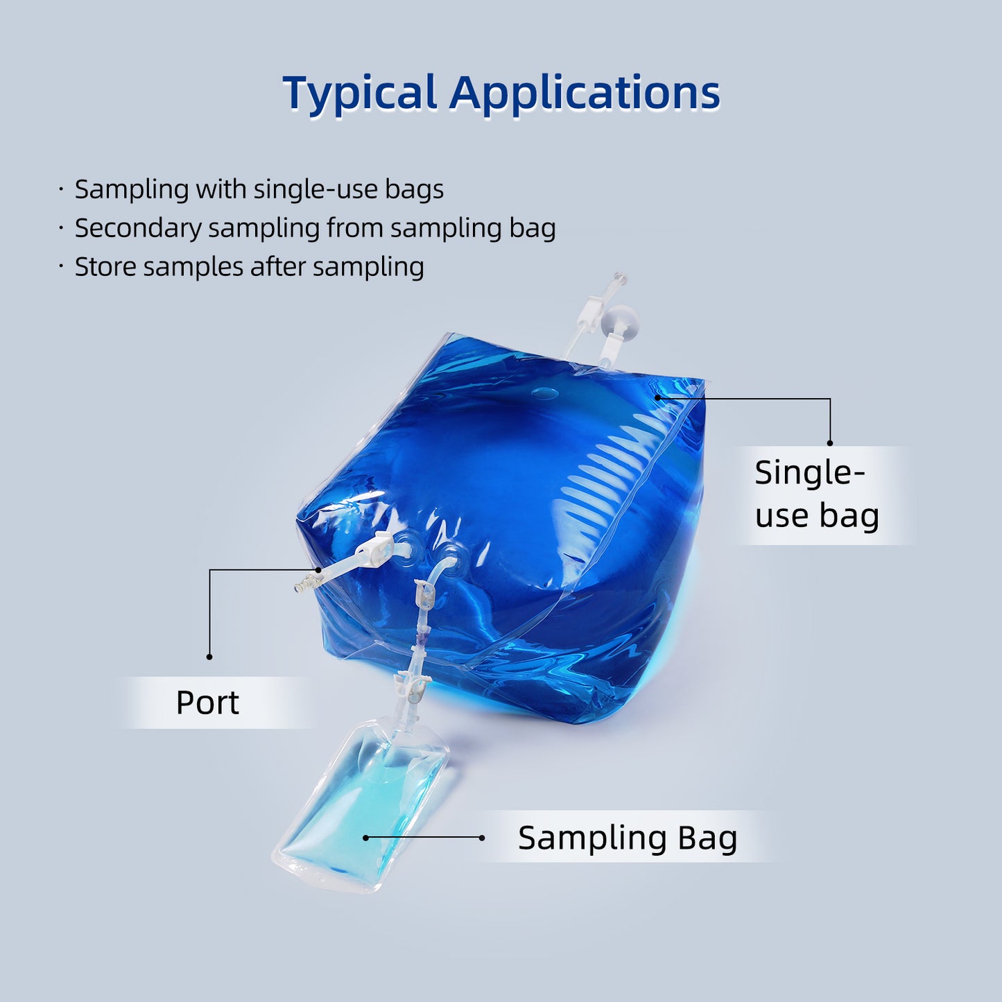 500mL Sampling bag with 1/4''ID x 7/16''OD Tubing Sterile by Gamma Irradiation, 3/10/pk