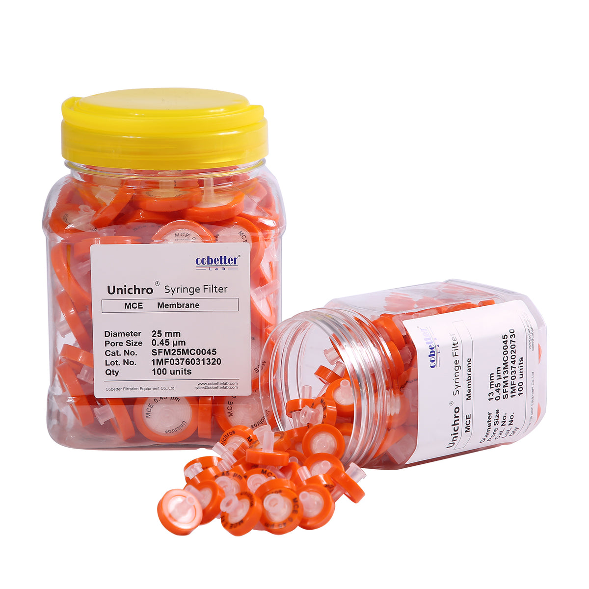 MCE syringe filters siize in 13mm/25mm, 100 pcs per pk